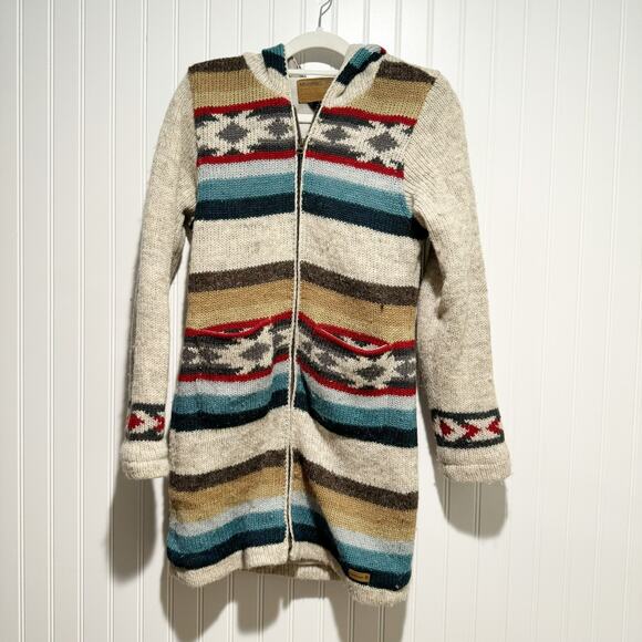 Laundromat Jackets & Blazers - Laundromat Aztec Wool Hooded Jacket Fleece Lined Size Small Made In Nepal